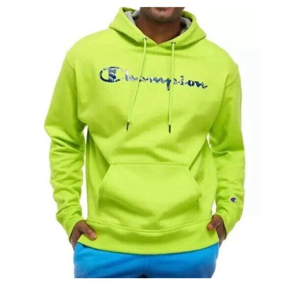 Champion Powerblend Fleece Script Logo Sweet Green Hoodie - Size 2XL *** - Picture 1 of 8